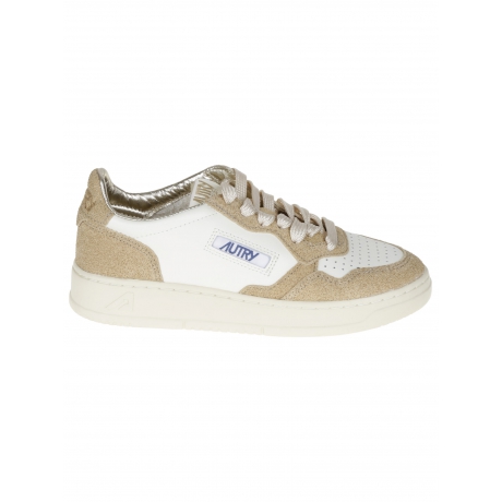 Autry Scarpa donna medalist in pelle e suede glitterata beige