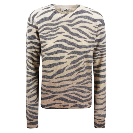 Saint Barth maglia girocollo donna in lana con stampa animalier