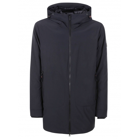 Peuterey giubbotto lungo soft shell uomo nero con cappuccio fisso