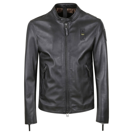 Blauer Giubbotto biker uomo in pelle foderato nero