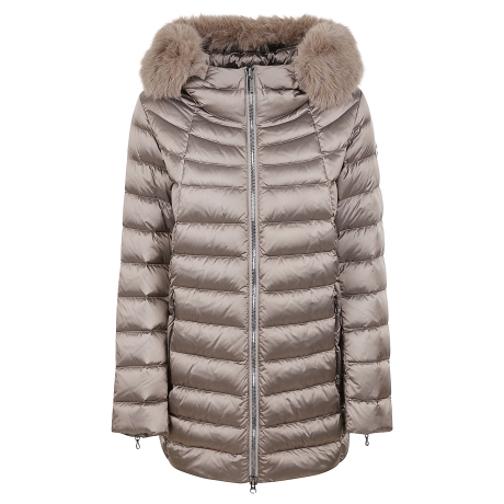 Colmar piumino lungo donna con pelliccia sintetica bronzo