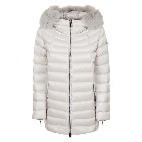 Colmar piumino lungo donna con pelliccia sintetica beige