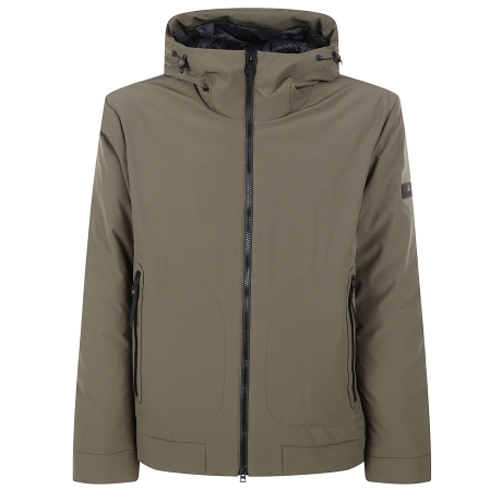 Peuterey Giacca corta soft shell uomo verde con cappuccio fisso