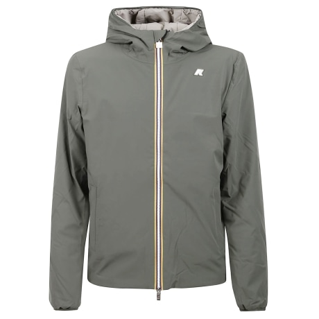 Kway giubbino reversibile beige e verde uomo con cappuccio