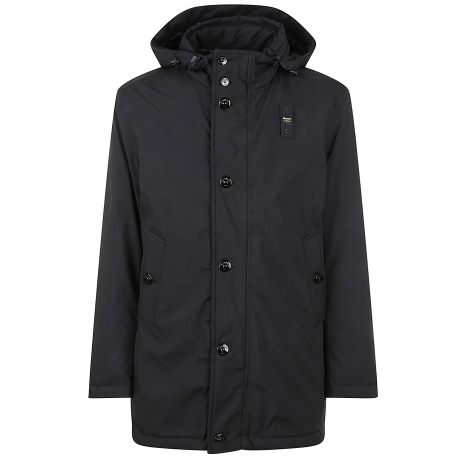 Blauer Parka lungo uomo in soft shell nero