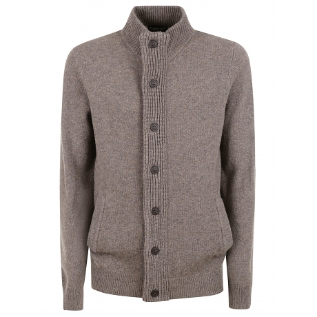 Barbour Cardigan uomo con zip e bottoni tortora