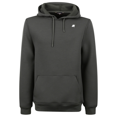Kway felpa uomo con cappuccio in pile verde