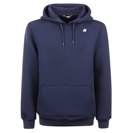Kway felpa uomo con cappuccio in pile blu