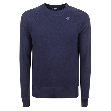 Kway maglia girocollo uomo in misto cashmere blu