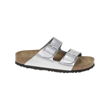 Birkenstock sandalo donna arizona in pelle metallizzata argentata