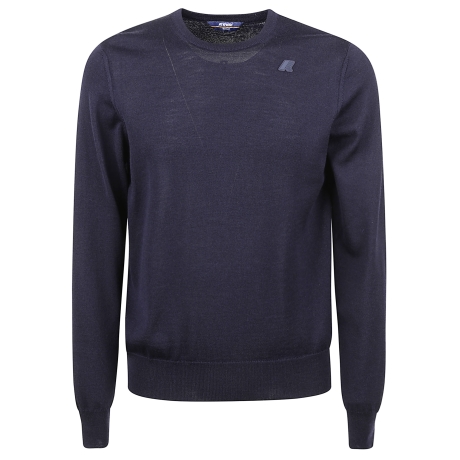 Kway Girocollo uomo in lana merinos blu