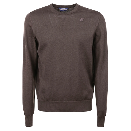 Kway Girocollo uomo in lana merinos marrone