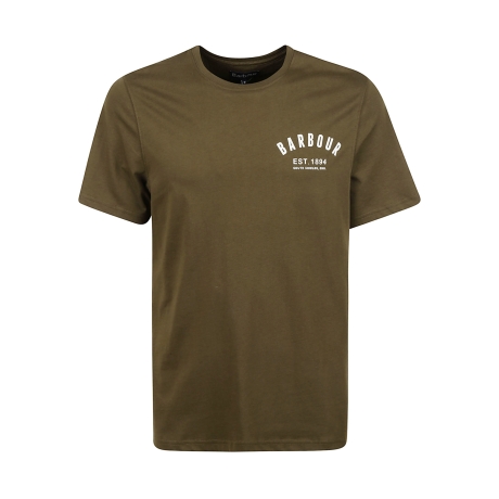 Barbour t-shirt  uomo con logo ad arco in cotone verde