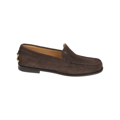 Tod's moccassino uomo con chiodi metallici in pelle scamosciata marrone