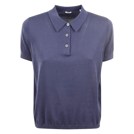Aspesi polo donna in misto cotone,seta e lino blu