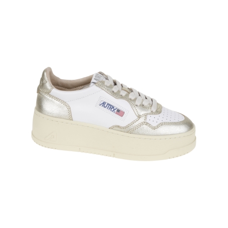 Autry scarpe donna con plateau in pelle bianco e oro