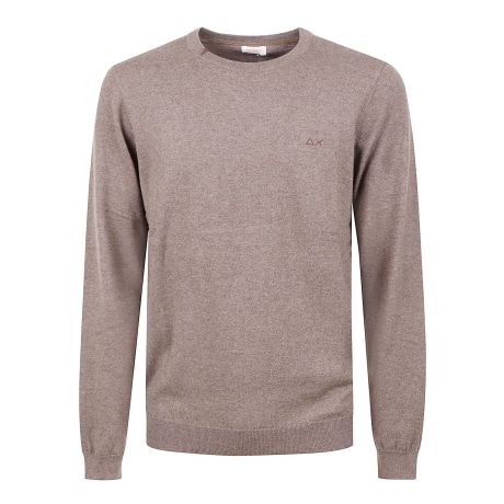 Sun68 maglia girocollo uomo in lana beige