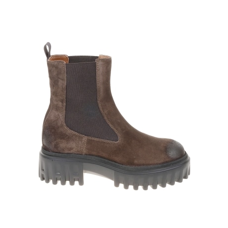 Hogan stivaletto donna suola chunky in pelle marrone