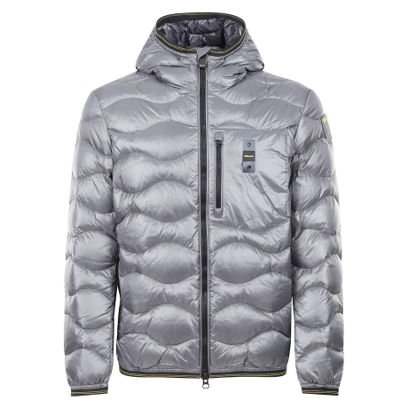 Blauer piumino uomo ad onde grigio con taschino zip