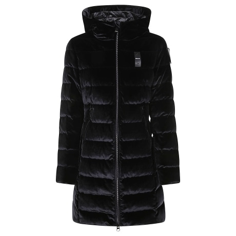 Blauer piumino lungo donna in velluto lucido nero