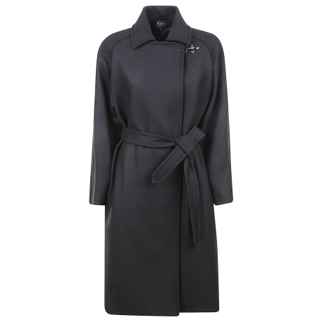 Fay cappotto vestaglia donna in panno di lana e cashmere nero