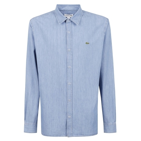 Lacoste camicia uomo in denim con bottoni a pressione