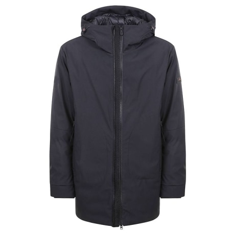 Peuterey giubbotto lungo soft shell uomo con cappuccio fisso nero