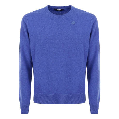 Kway maglia girocollo uomo in lana cashmere bluette