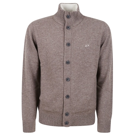 Sun68 cardigan in lana e cashmere tortora