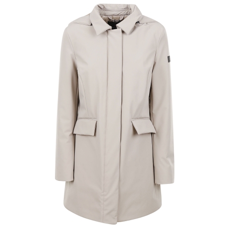 Peuterey giubbotto soft shell lungo donna con collo camicia e cappuccio staccabile beige
