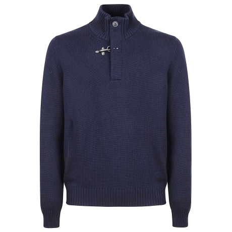 Fay maglia uomo mezza zip in lana blu