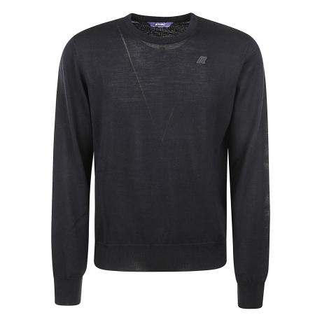 Kway maglia girocollo uomo in lana merinos nero