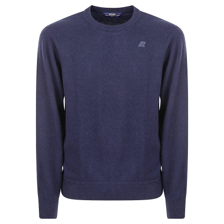 Kway maglia girocollo uomo in lana cashmere blu