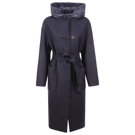 Fay cappotto donna toggle coat in panno di lana e cashmere blu