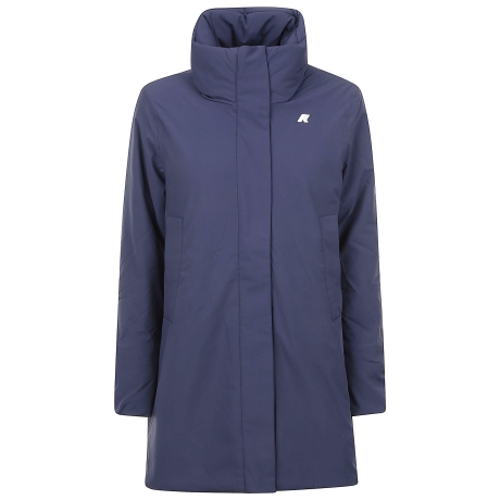 Kway giubbotto lungo donna senza cappuccio blu