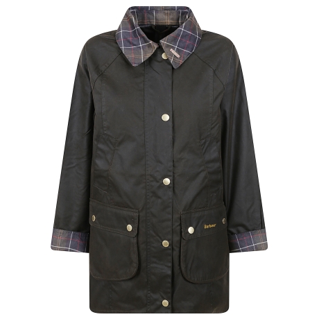 Barbour giacca donna modern beadnell con colletto in tartan icon oliva