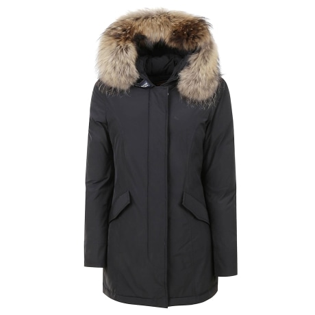 Woolrich arctic parka donna in ramar cloth con pelliccia removibile nero