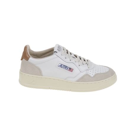 Autry scarpe donna medalist pelle e camoscio bianco e oro