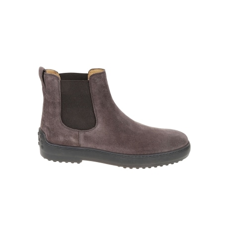 Tod's stivaletto uomo chelsea winter gommino in pelle scamosciata marrone