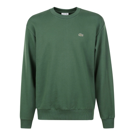 Lacoste felpa girocollo uomo in cotone verde
