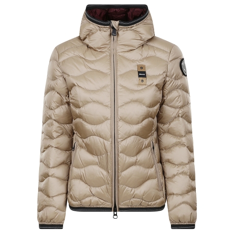 Blauer giubbotto donna ad onde con cappuccio beige