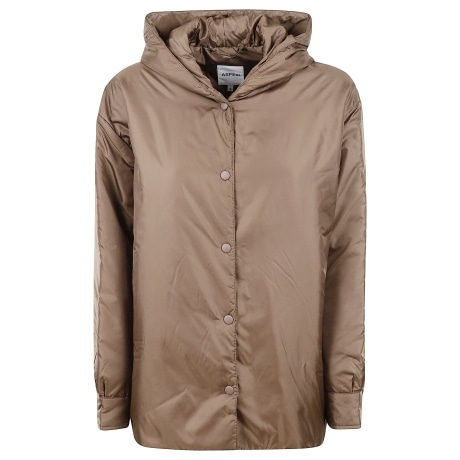 Aspesi giubbotto donna con cappuccio in tessuto tecnico beige