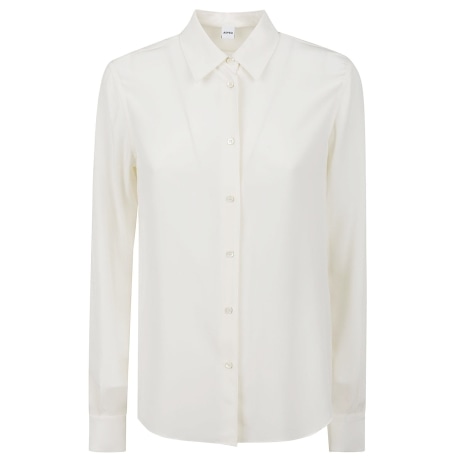 Aspesi camicia donna in crepe de chine di seta bianco