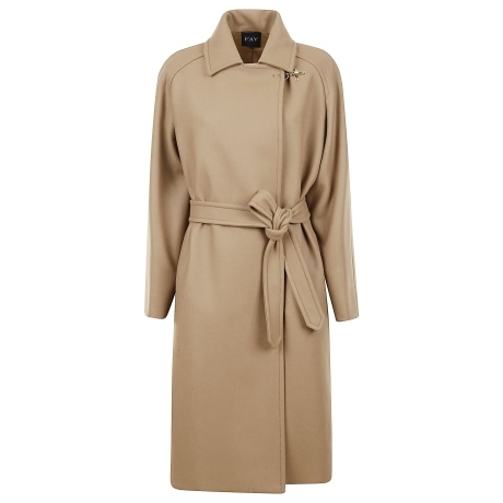 Fay cappotto vestaglia donna in panno di lana e cashmere cammello