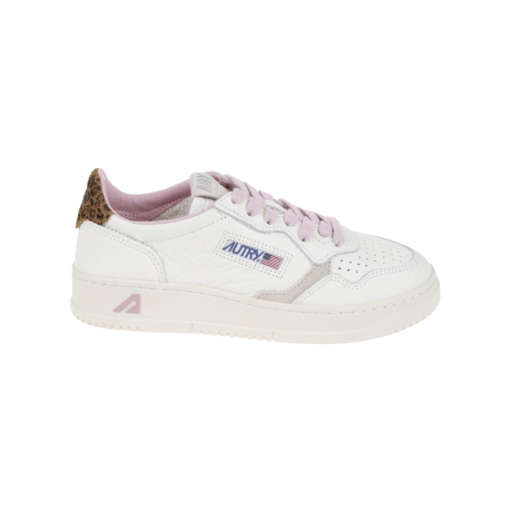 Autry scarpe donna medalist low in pelle bianca e leopardata