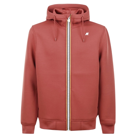 Kway felpa uomo con cappuccio in neoprene rosso