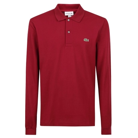 Lacoste polo uomo maniche lunghe in piqué bordeaux