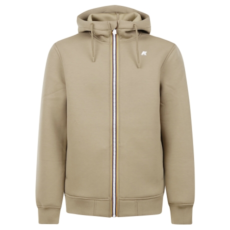 Kway felpa uomo con cappuccio in neoprene beige