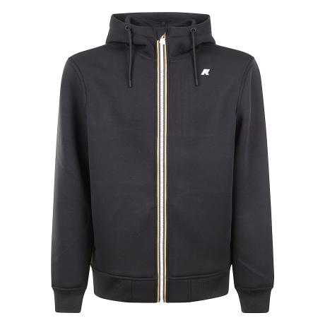 Kway felpa uomo con cappuccio in neoprene nero