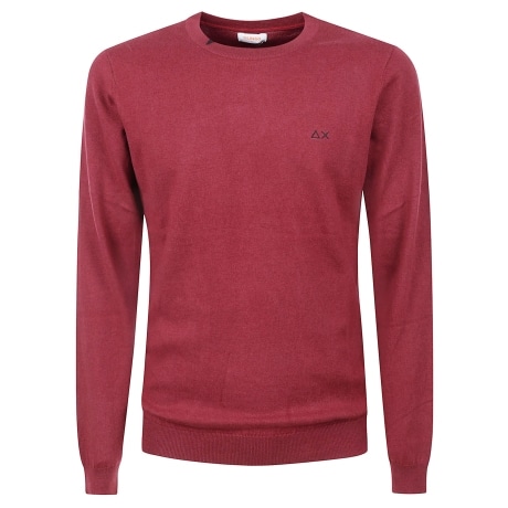 Sun68 maglia girocollo uomo in lana bordeaux